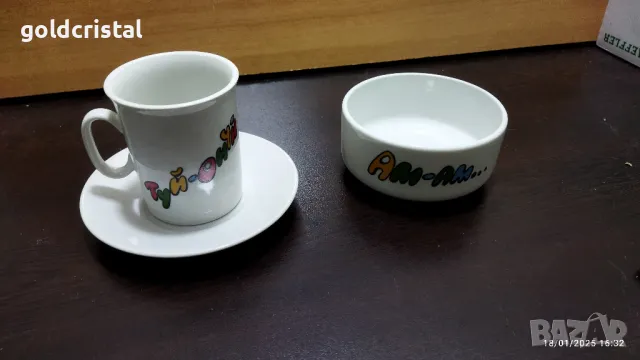 Стар български порцелан детски комплект , снимка 2 - Антикварни и старинни предмети - 48734041