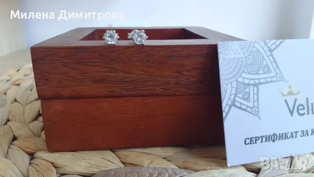Сребърни обеци с естествен бял Топаз , снимка 2 - Обеци - 48278086