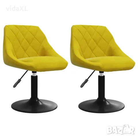 vidaXL Въртящи трапезни столове, 2 бр, горчица жълто, кадифе