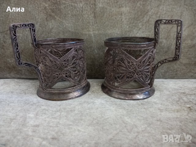 Стари руски стакани / подстакани 2 бр., снимка 3 - Други - 40367404