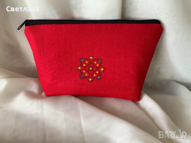 Несесер или калъф за книга от лен с бродиран текст по ваш избор, снимка 4 - Други - 45835364