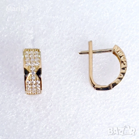 Златни обеци с винт и с английско закопчаване, снимка 8 - Обеци - 53810349