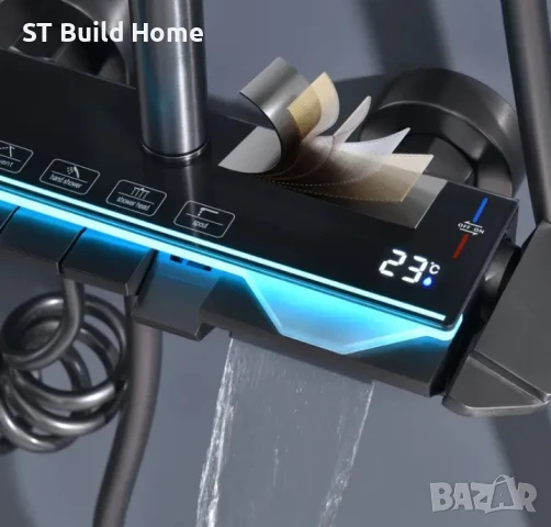 Луксозен Бронзов Душ Комплект с Цифров Дисплей и LED Осветление, снимка 4 - Душове - 51233781