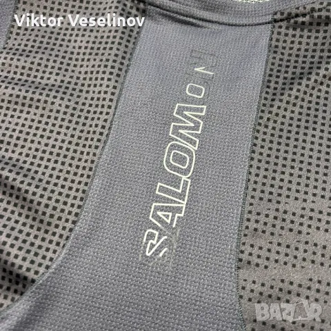 SALOMON Мъжка Еластична Тениска Размер L Сива Къс Ръкав Туристическа, снимка 5 - Тениски - 49831360