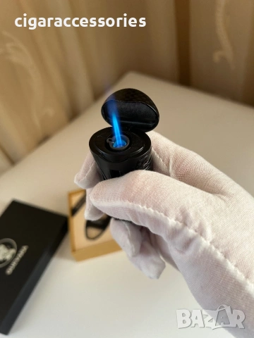 Луксозен подаръчен комплект за пури – карбон, резачка и запалка, снимка 4 - Запалки - 53152665