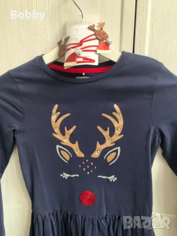 Коледна памучна рокля GEORGE 8-9 год. , снимка 2 - Детски рокли и поли - 48166653