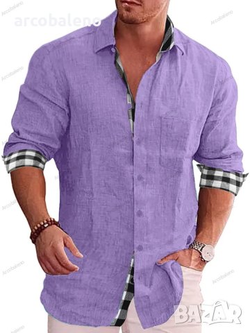 Мъжка карирана риза с дълъг ръкав. Големи размери, 10цвята, снимка 3 - Ризи - 41243720