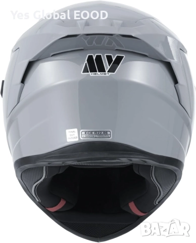 MY-936 пълнолицева каска с визьор, ECE 22.06, сива, L N7, снимка 6 - Аксесоари и консумативи - 51910943