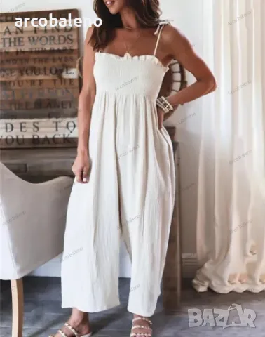 Едноцветен дамски гащеризон без ръкави с висока талия, 4цвята , снимка 7 - Гащеризони - 49736382