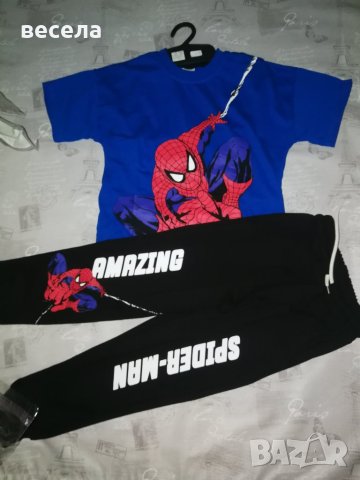 Комплект спайдермен, блуза с къс ръкав и долнище, снимка 2 - Детски анцузи и суичери - 42253386