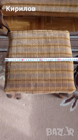 Ретро канапе с две табуретки, орех, снимка 6 - Дивани и мека мебел - 53299873