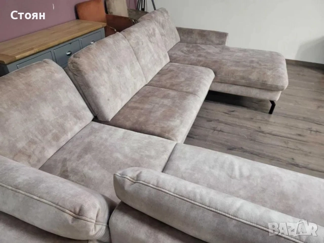 ПРОМОЦИЯ!!! Светло кафяв/бежов П-образен ъглов диван от плат LS701521, снимка 11 - Дивани и мека мебел - 52829466