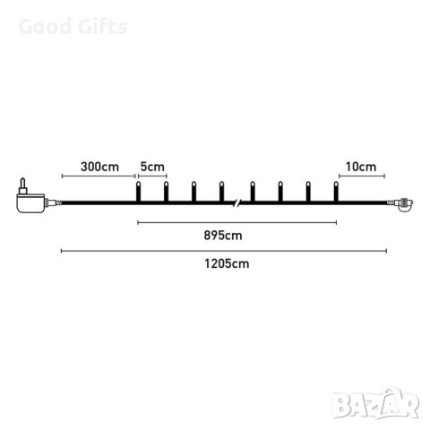180 LED Коледни лампички, Студено бяло, 12м, снимка 3 - Лед осветление - 42711615
