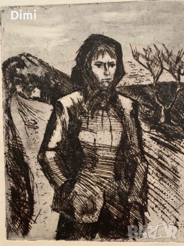 ТОДОР ПОПТОШЕВ 2 бр. дърворез 1964 г., снимка 2 - Картини - 52838076