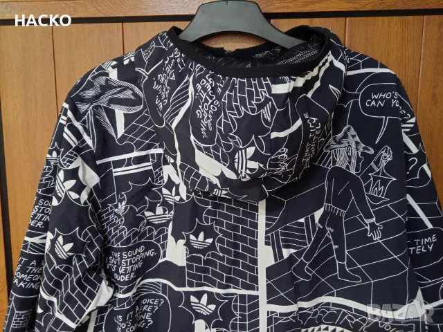 Ветровка с Качулка Adidas с Комикси от Патрик Кайл 100% Оригинално Внос от Англия, снимка 10 - Якета - 56198075