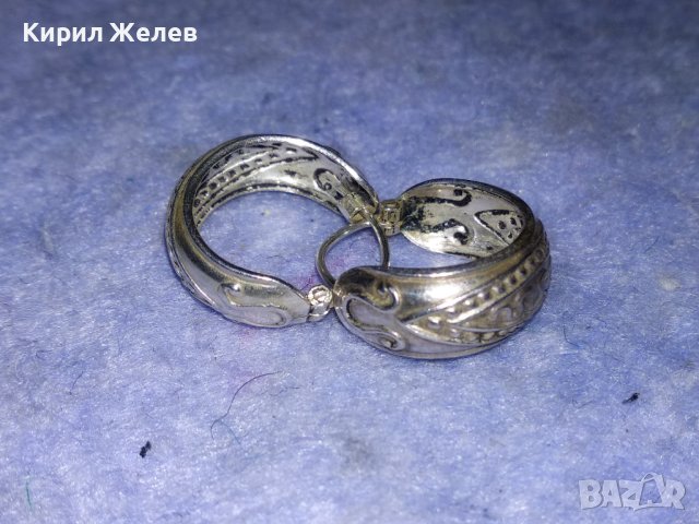 ОРНАМЕНТИРАНИ РЕТРО АРТ СРЕБЪРНИ ОБЕЦИ СРЕБРО 925 РЪЧНА МАЙСТОРСКА СТАРА ИЗРАБОТКА 18586, снимка 8 - Обеци - 40920792