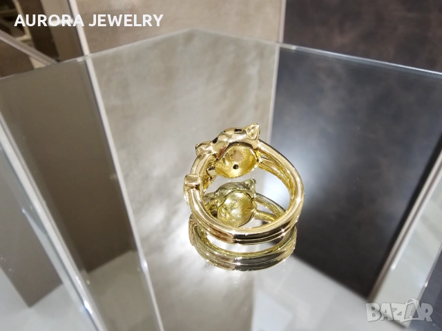 CARTIER Panthere de Cartier Gold Black 5 Diamonds Пръстен, снимка 5 - Пръстени - 52818763