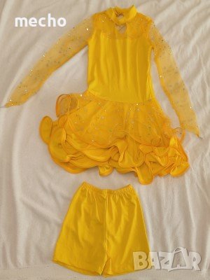 жълта рокля с прозрачèн ръкав за танци или повод , снимка 1 - Детски рокли и поли - 20502295