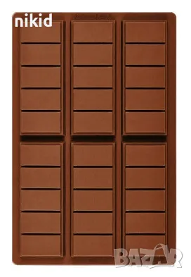 6 правоъгълни блокчета плочки Дубайски шоколад силиконов молд форма калъп плочка, снимка 2 - Форми - 47768092