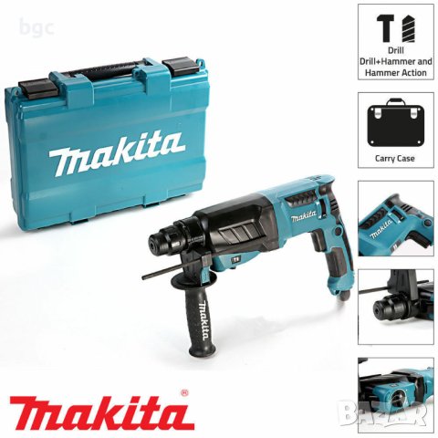 НОВ Японски Перфоратор Makita 780W, 2.4J, 1100 об/мин + Патронник SDS Куфар + Дръжка + 36м гаранция , снимка 1 - Бормашини - 44375403