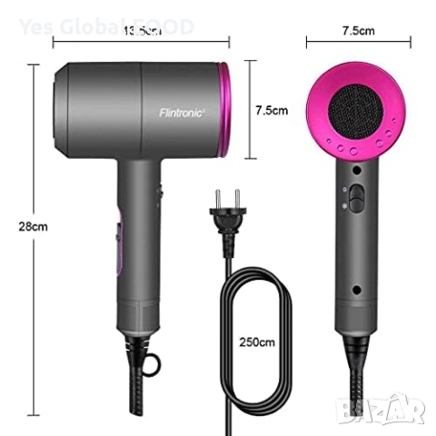 Flintronic 2000W Йонен сешоар с дифузер