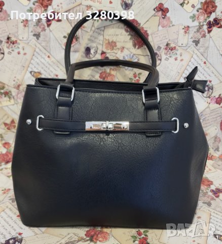 Дамска чанта в черен цвят с две отделения, снимка 1