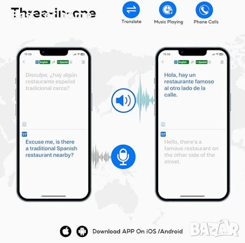 Слушалки M96 с AI превод на езици: Bluetooth 5.4 преводач 3 в 1, 135 езика, снимка 6 - Bluetooth слушалки - 53753207