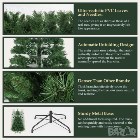 Коледна елха 210см с вградени лед лампички Голяма НОВА, снимка 3 - Декорация за дома - 50164762