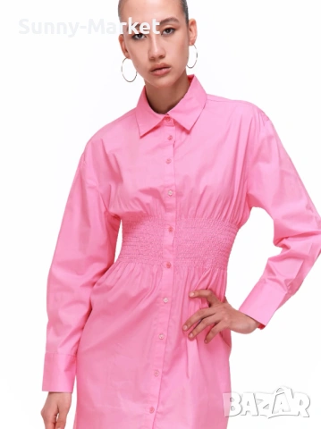 Дамска памучна рокля с ластик на талията