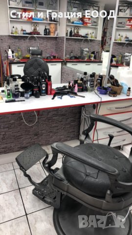 Бръснарски стол Clint B - черен/кафяв, снимка 6 - Бръснарски столове - 28442945