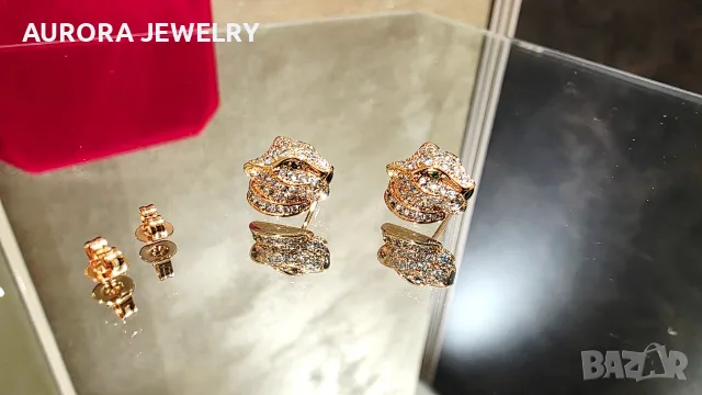 CARTIER Panthere de Cartier Rose Gold Stud Paved Diamond Дамски Обеци, снимка 8 - Обеци - 56306504