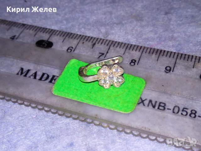 ЧЕТИРИЛИСТНА ДЕТЕЛИНА НЕЖНА ФЛОРАЛНА СКЪПОЦЕННА СРЕБЪРНА ОБЕЦА СРЕБРО 925 АНГЛИЯ с ЦИРКОНИ 38227, снимка 2 - Обеци - 40938711
