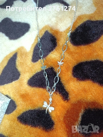 Сребърно ланче 11,3г със сваровски, снимка 6 - Колиета, медальони, синджири - 53298817