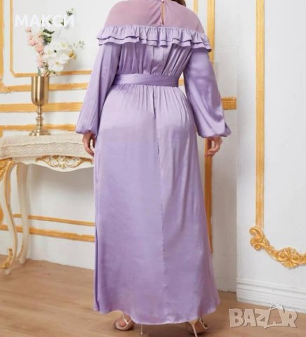 Кукленска приказна ефирна дълга рокля в нежно люляково с коланче- изключително фина и еластична, снимка 2 - Рокли - 42172813