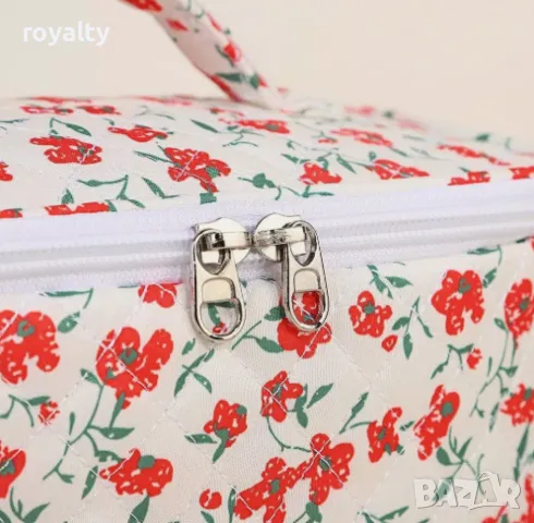 Флорална чанта за гримове, снимка 4 - Чанти - 49003399
