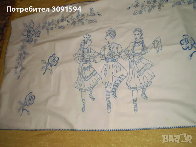  Бродиран  гоблен    ръчна синя бродерия, снимка 8 - Други ценни предмети - 48437231