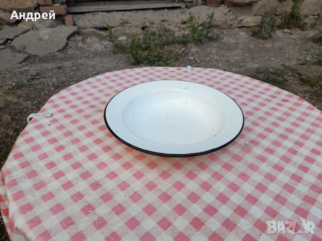 Стара емайлирана паница #11, снимка 2 - Антикварни и старинни предмети - 33961436