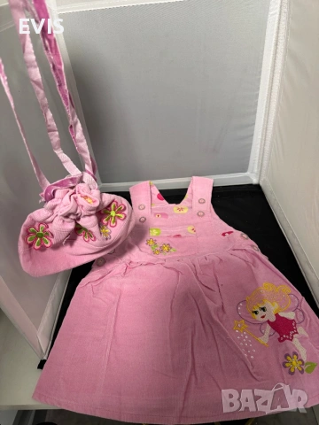 Памучен джинсов сукман за момиче + чантичк