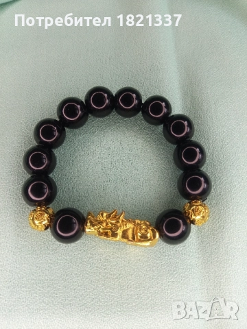 Гривна от мъниста обсидиан, снимка 4 - Гривни - 52349775