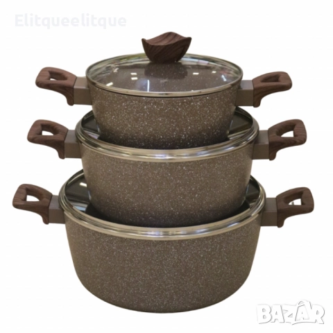 Комплект от 3 алуминиеви тенджери с капак, снимка 5 - Съдове за готвене - 52346391