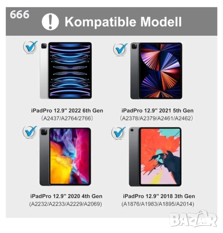 Калъф за таблет + клавиатура iPad Pro 12.9 (6/5/4/3 поколение, снимка 7 - Друга електроника - 52957583
