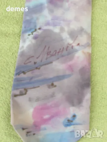 Мъжка нова копринена вратовръзка, ръчно рисувана, снимка 5 - Други - 48469696