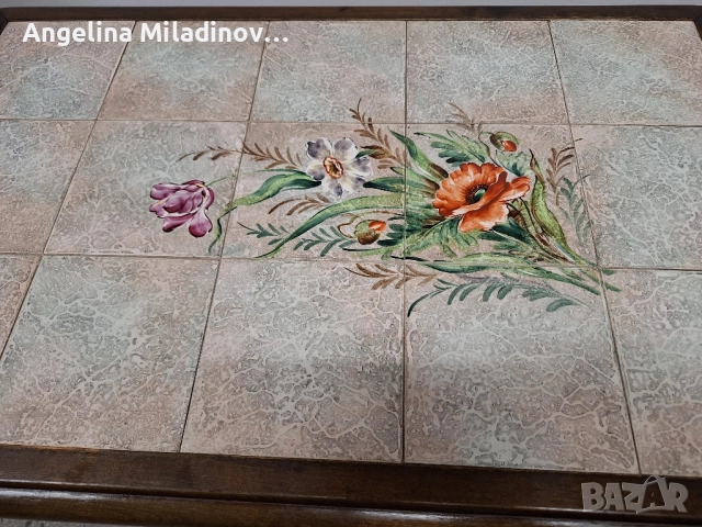 Винтидж маса за всекидневна с плочки, снимка 4 - Маси - 51619026