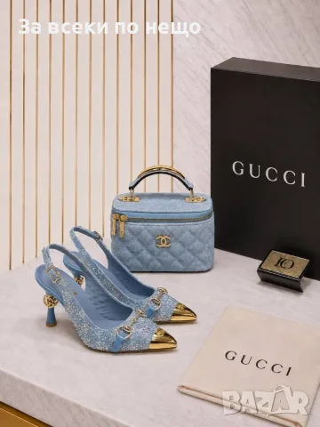 Gucci Дамски Светло Сини Обувки На Ток Гучи Код E149, снимка 2 - Дамски обувки на ток - 55800121