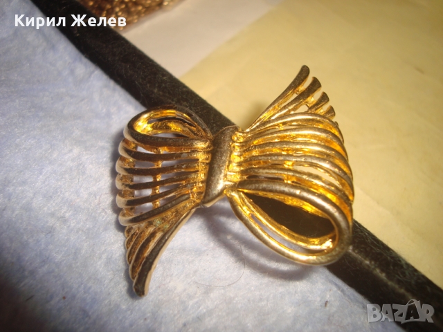 СТАРА ПОЗЛАТЕНА БРОНЗОВА ПАНДЕЛКА АРТ НУВО БИЖУ АПЛИКАЦИЯ БРОШКА 14464