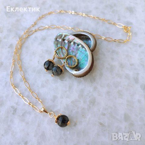 Позлатени комплекти от обеци и колиета с полускъпоценни камъни, снимка 6 - Бижутерийни комплекти - 39181393