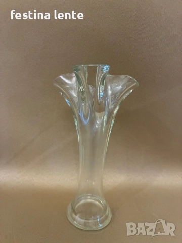 Винтидж стъклена мини ваза, снимка 4 - Вази - 52333654