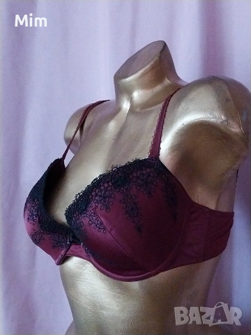 80 В Сатенен сутиен бордо, снимка 3 - Бельо - 53626727