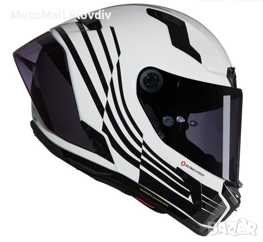 Каска Nolan X-804 RS Ultra Carbon Ala 344 White Black - Гланц ECE 22.06, снимка 3 - Аксесоари и консумативи - 51889940