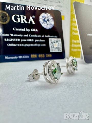 Сребърни обеци с мойсанит (Диамант) 1 карат, снимка 9 - Обеци - 51695827